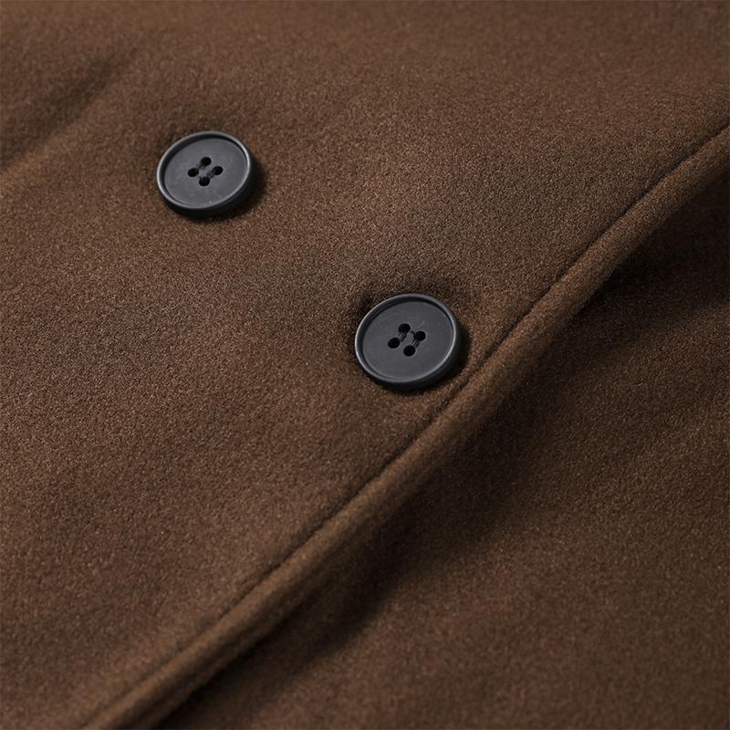 Kabát s klopami, dvouřadé zapínání, temperamentní vlněný dlouhý kabát, silná látka, dámská teplá bunda, podzim 2025