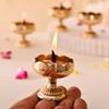 Brass Lotus Diya for Puja Set of 4 - Lotus Flower Diya for Pooja Room , Temple , Mandir, Office, Oil Lamp Diya for Home Decoration