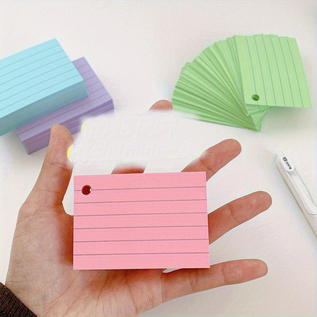 100 Sheet Lined Colored Index Cards ,Ruled Flashcards for Study,Learning,School Notes,Paper Note Cards with Punched Holes