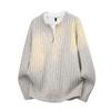 Men's Casual Ribbed Knit Sweater - Autumn/Winter Round Neck Loose-Fit.