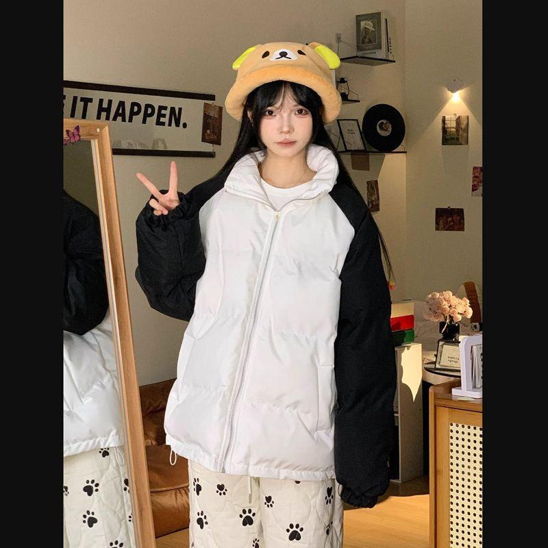 

Хлопковая куртка с воротником-стойкой для женщин Новая зимняя свободная утепленная теплая хлопковая куртка XXL