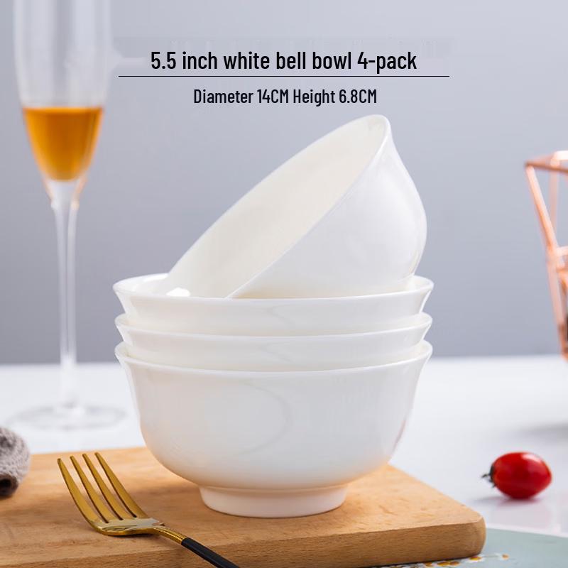 Jingdezhen Ceramic High-Footed Golden Bell Bowls, 5.5-inch, Set of 4