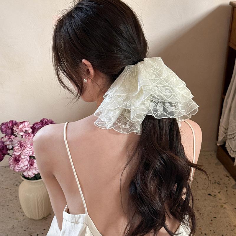 

Тканевое кружево двухслойная резинка для волос в виде большого кишечника темпераментная модная высококлассная резинка для волос нишевые простые и универсальные аксессуары для волос женщины