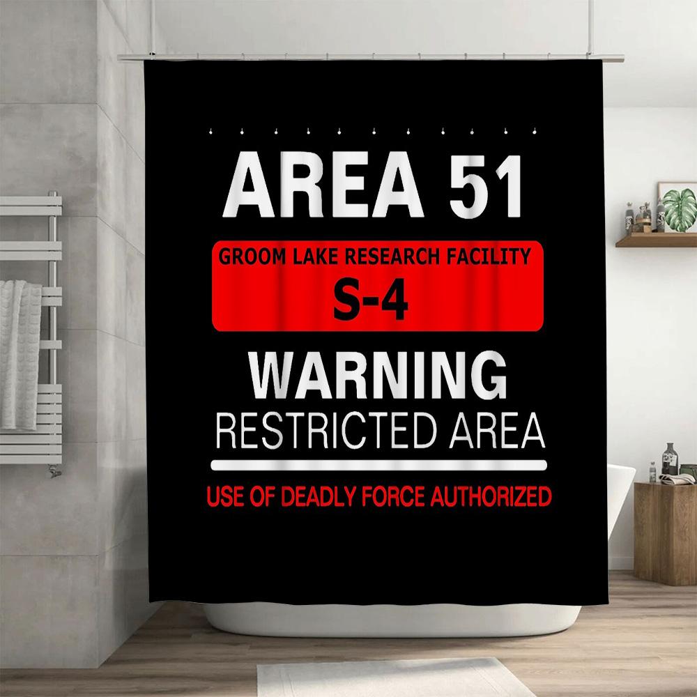 Unframed Alien Area 51 Shower Curtain Vintage Ufo Space Nevada Desert Paranormal Horror Movie Decor Galaxy Sci-Fi Home Bathroom