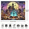 A Halloween Town Photography Background  Mysterious Gothic Architecture and Glowing Pumpkins  Full Moon