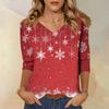 Dámské košile s 3/4 rukávem s potiskem Vánoční trička Blůzy Ležérní Nadměrné velikosti Základní topy Pulovr