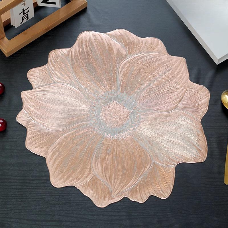 

Підставки під гаряче для дому, прикрашені квітами півонії з золотим тисненням, Настільні килимки, Теплоізоляційні, Протиковзкі, Водонепроникні та термостійкі серветки Rose gold