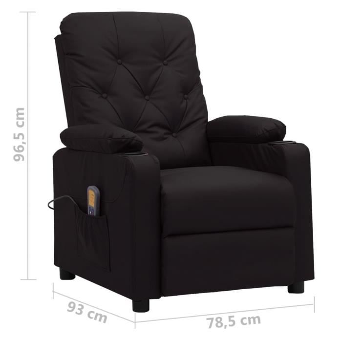 VidaXL Fauteuil de massage inclinable Noir Similicuir