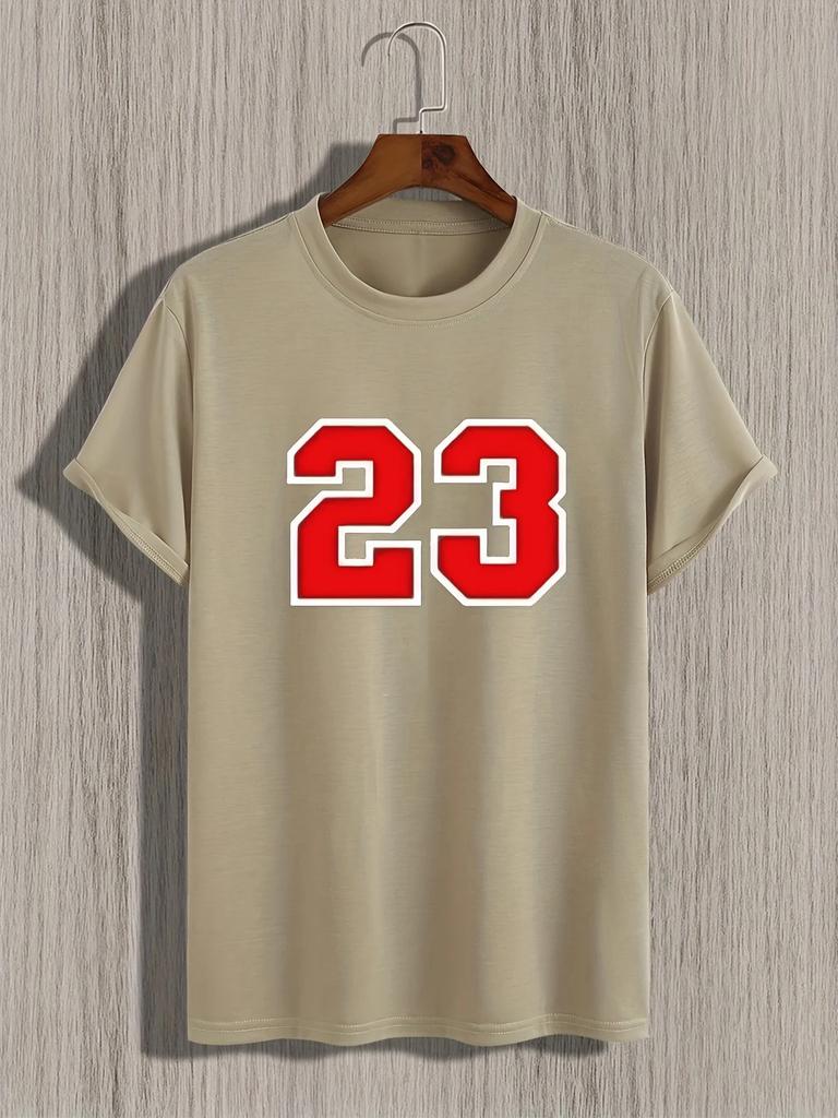 100% pure cotton men's summer loose size casual 23 printed comfortable and breathable round neck short sleeved T-shirt top