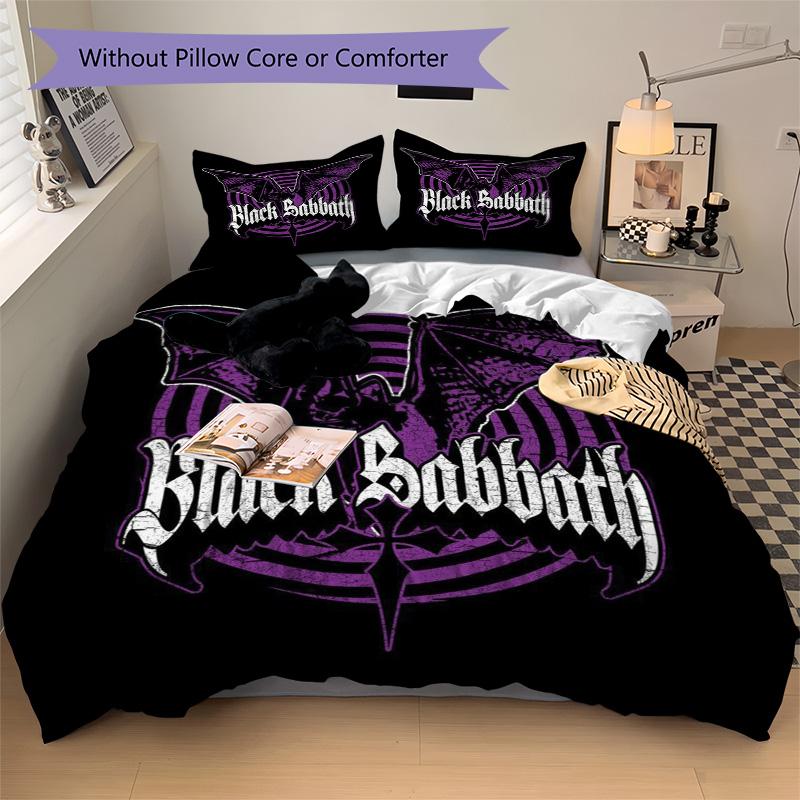 Black Sabbath Bedding 3 Piece Set HD Print Duvet Cover Pillowcases for Teens Adult Bedroom Decoration Christmas Gift