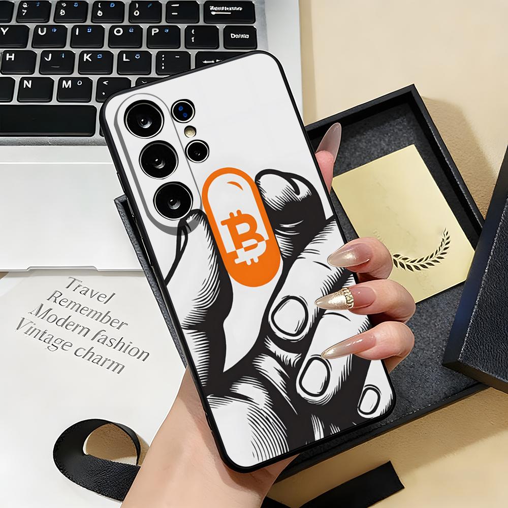 Bitcoin Phone Case For Samsung S26 S25 S24 FE S23 S22 S21 Plus S20 Ultra Note20Ultra Black Soft Shell