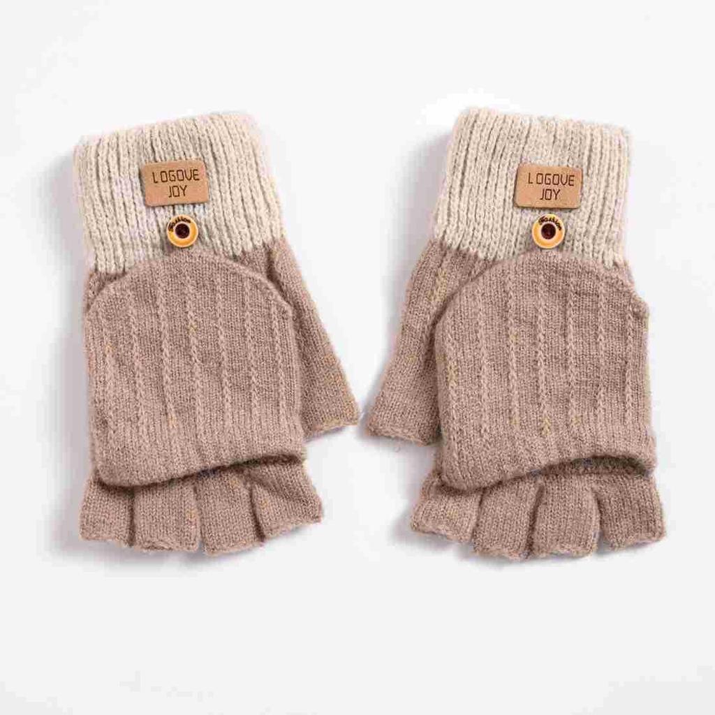Korean Touchscreen Fingerless Winter Gloves - Plush, Thick, Cold-Proof Writing Flip Gloves for Students