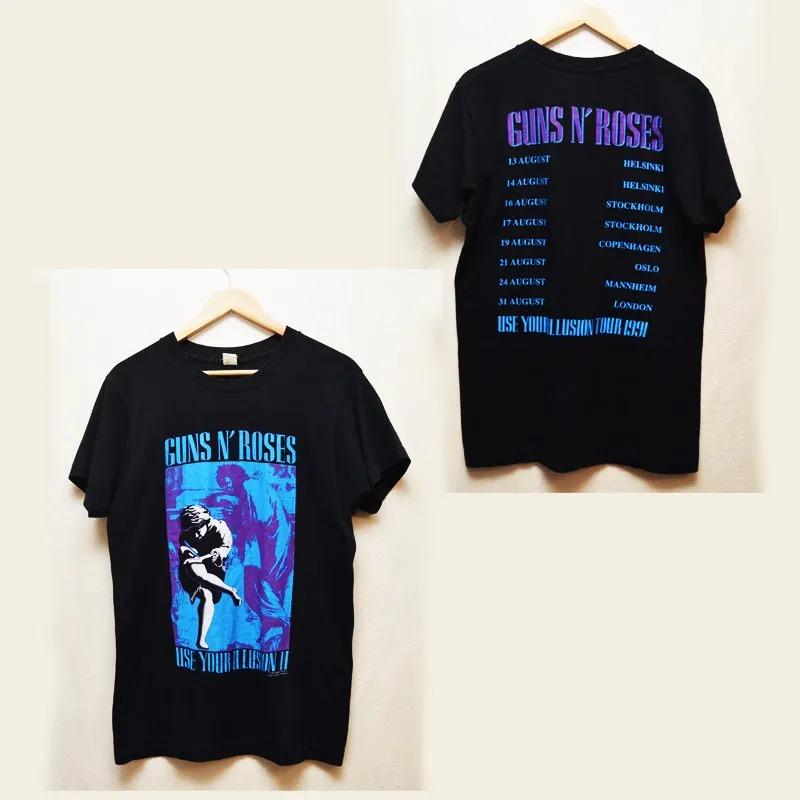 2026 Summer Fashion Trendy Vintage Top New 80s Guns N 'Roses Band Casual T-Shirt Men and Women Band Brand Top