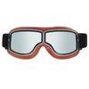 Vintage Pilot Motorcycle Goggles UV400 Windproof Scratch Resistant PC Lens with Leather Trim for Open Face Helmet