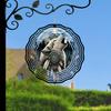 Howling Wolf Wind Spinner 10 Inch 2D Laser Cut Metal Art Decor 360 Rotating Hook for Outdoor Indoor Garden Yard Rustic Home Gift