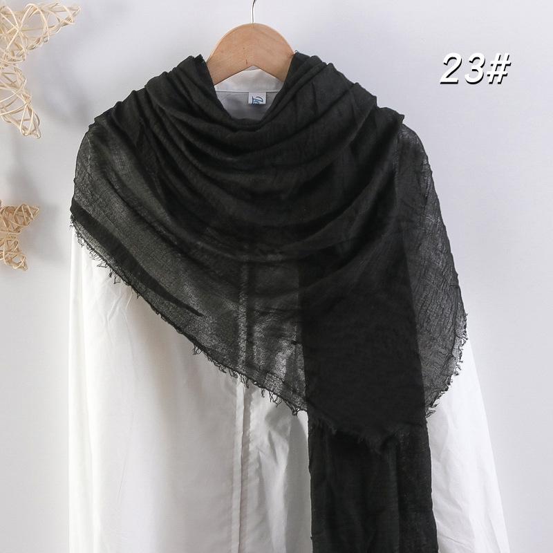 Women's Cotton Linen Silk Scarf - All-Season, Solid Color, Versatile Head and Sunshade Wrap