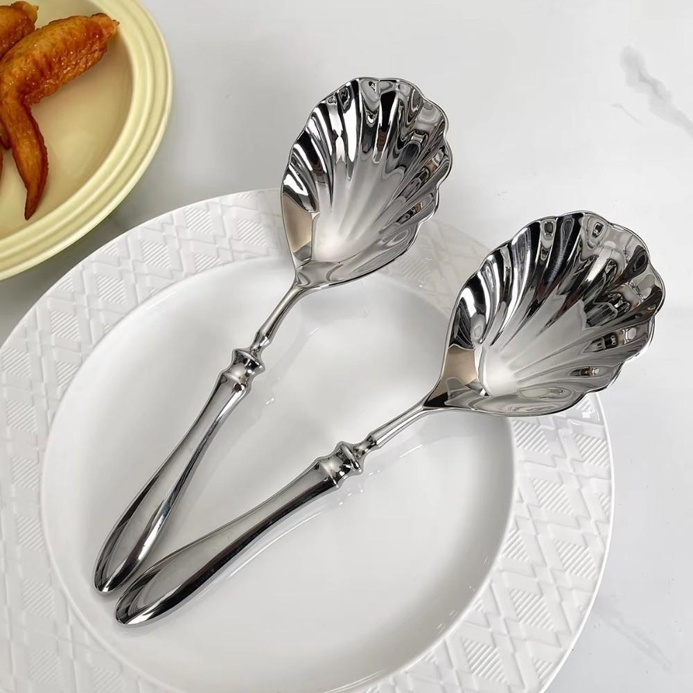 Shell Shape Stainless Steel Spoons French Table Serving Spoons Creative Yogurt Spoon  Ice Cream