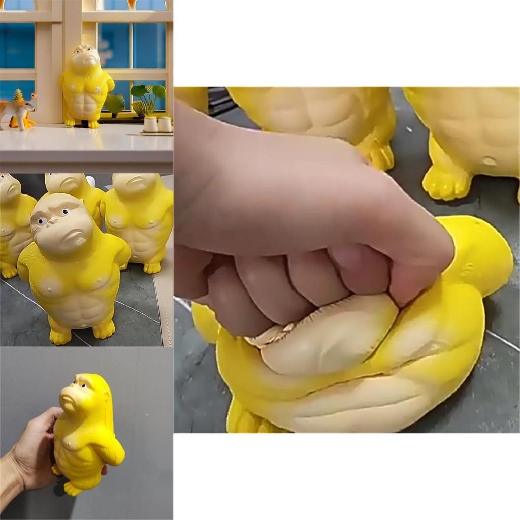 Yellow Gorilla Stress Relief Toy Fun Rebound Bouncy Desktop Decor Kids Gift