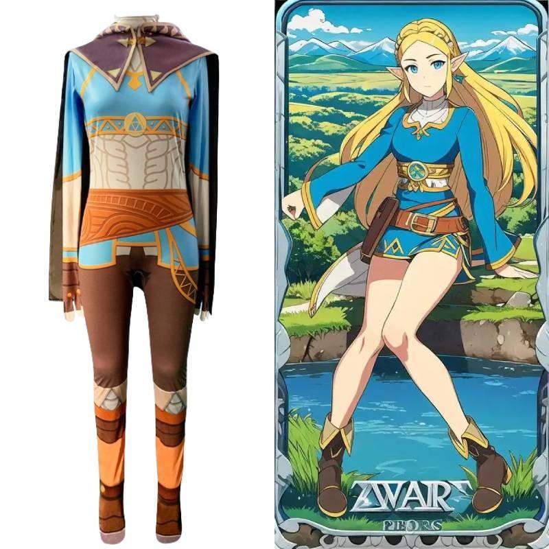 The Legend Of Zelda Breath Of The Wild Cosplay-Kostüm, Seidenkleid für Anime-Rollenspiele, inklusive spezieller Charaktere