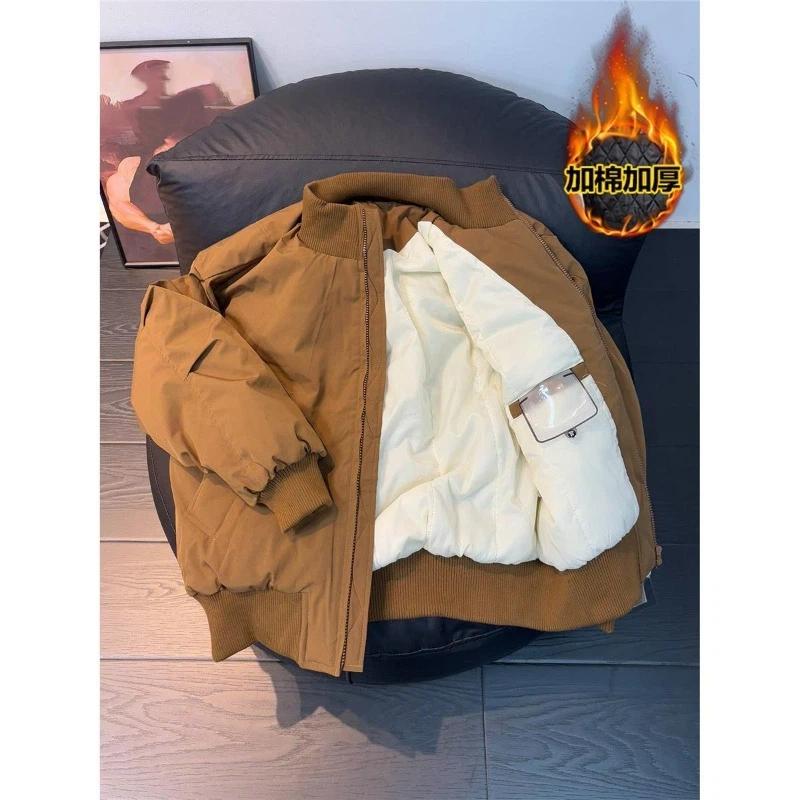 

Warm Cotton Padded Jacket for Men Winter Short Silhouette Stand Collar Casual Coat L хаки