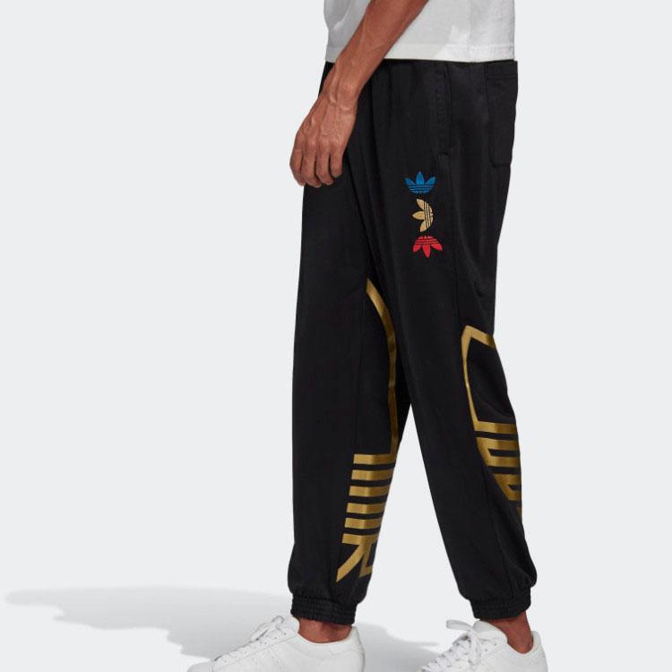 Adidas Originals Trefoil Gráfico Metálico Punho Calças de Treino de Tricô Respirável Masculino Parte Inferior Preto FS7325