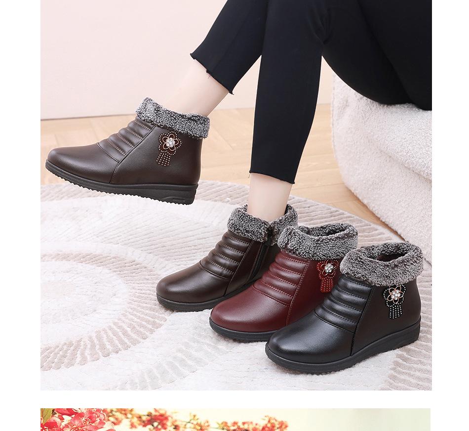 Pantofi de iarnă calzi și confortabili pentru vârsta mijlocie și vârstnici, cu căptușeală de catifea antiderapantă