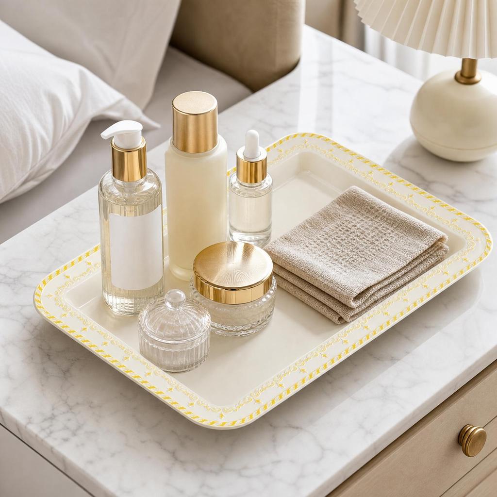Tea Tray Lightweight Rectangular Resin with Raised Lip Versatile