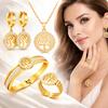 Gold Jewelry Set Women' Set Necklace Earrings Bracelet