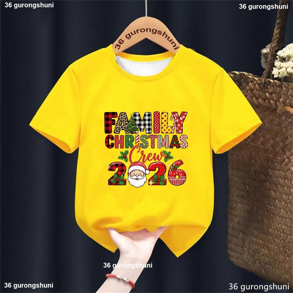Christmas Fashion 2026 Christmas Crew Print Pattern Cute Men's and Women's T-shirt Christmas Short Sleeved Quick Drying T-shirt