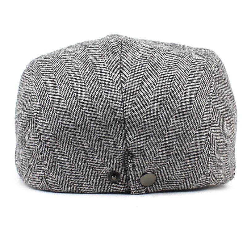 Beret Men's Wool Cap Korean Classic Women's Forward Hat Herringbone Plaid Flat Top Hat
