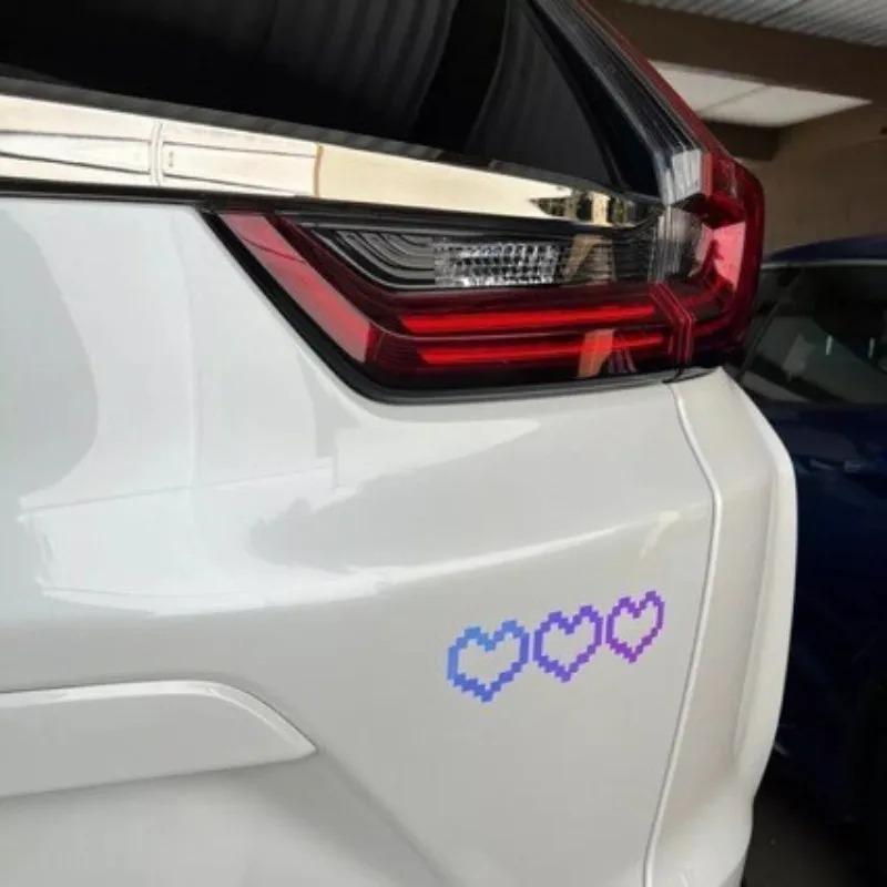 6PCS Mosaic Heart-shaped Pixel Heart-shaped Car Window Decoration, Waterproof Headlight and Taillight Decoration Stickers