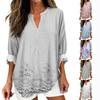 T-shirt da donna maglietta stampata manica lunga quotidiano weekend moda basic scollo a V orlo curvo top regular