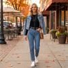 Maglietta a maniche lunghe a costine da donna, top basic casual