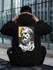 Sweat à capuche imprimé Socrate pour homme - Beige Streetwear décontracté avec design de philosophe grec, Doux et confortable