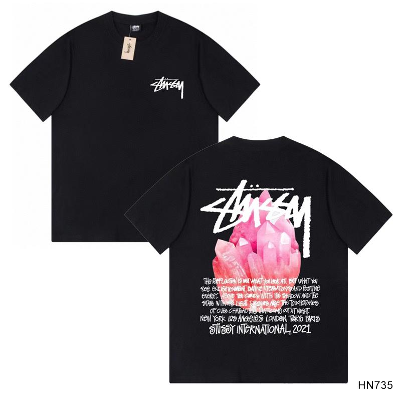 Stussy 2025 Sommer Neues Hochwertiges Rundhals-T-Shirt aus Baumwolle für Männer und Frauen Klassisches Logo mit neuem Musterdruck Paar-T-Shirt