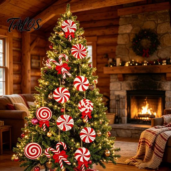 Decorative Hanging Candies for Holidays 12/24/36 Pcs Candy Christmas Tree Decorations, Lollipop Picks Tree, Red Indoor Holiday Party Wall Decorations