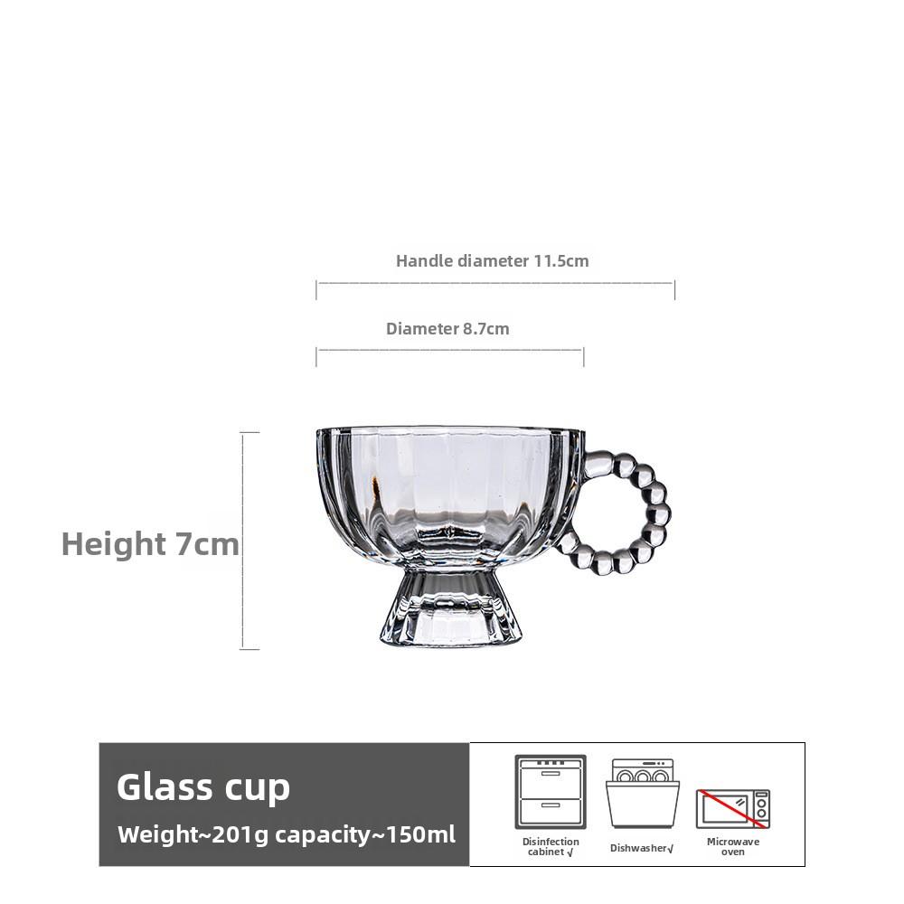 

Summer Luxury Glass Cup Transparent Cold Drink Coffee Cup Ins Ice Cream Cup High-end Home Use 150ml