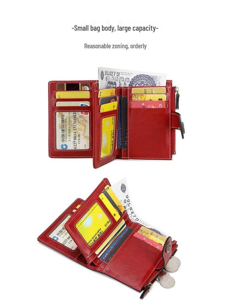 2025 RFID Anti-Theft Women's Short Zipper Wallet – Fashionable, Large Capacity Coin Purse