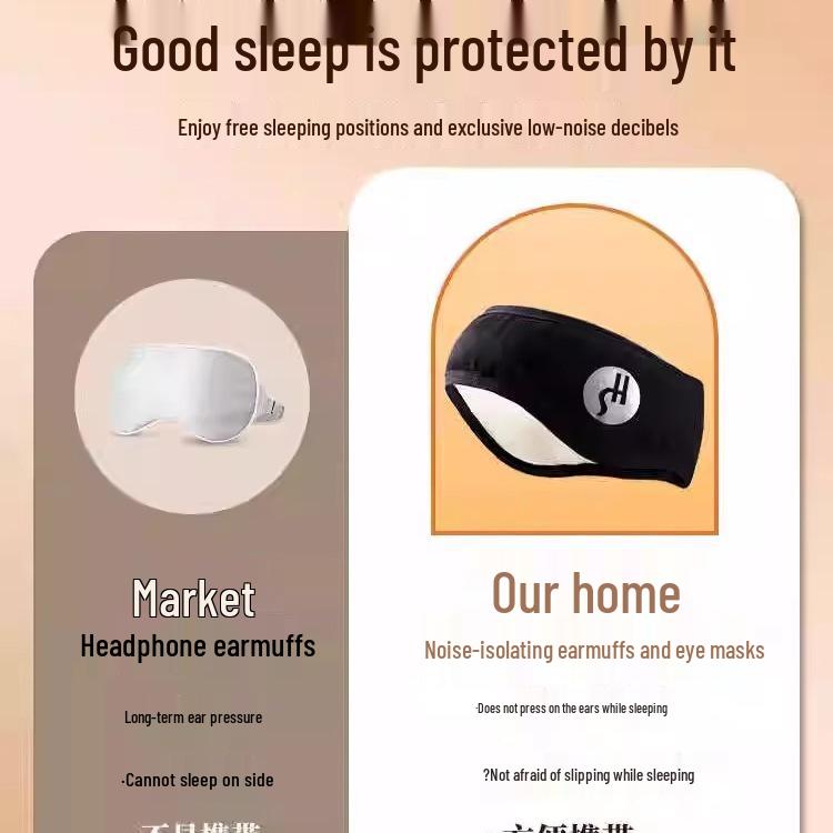 Kulaklık ve Göz Maskeli Ayarlanabilir Ses Geçirmez Uyku Kafa Bandı