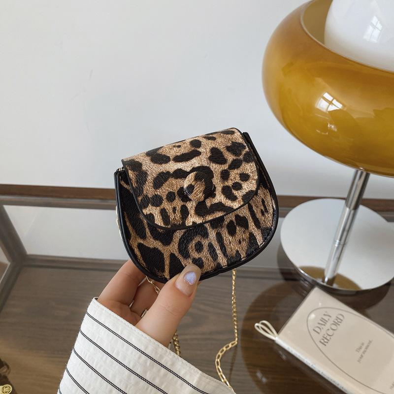 Koreanischer Stil Leopardendruck Satteltasche Modische Kette Schulter Crossbody Tasche