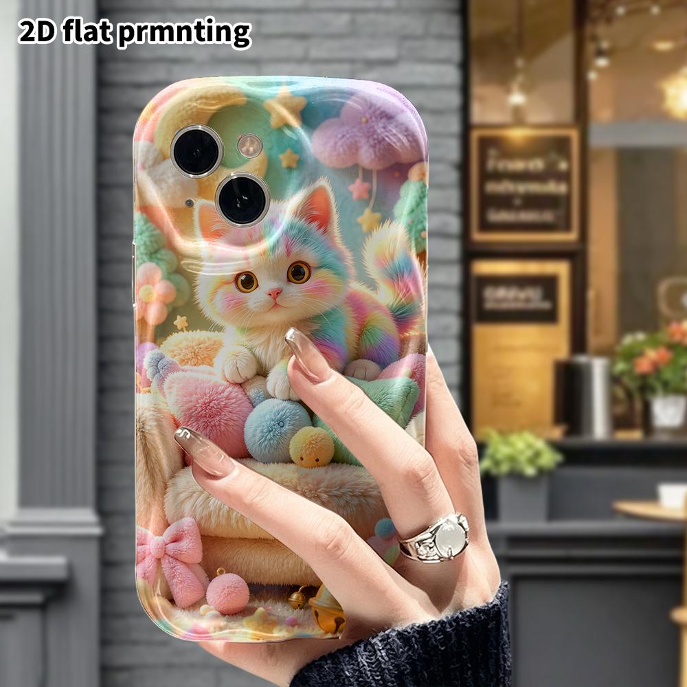 Phone Case: 2D flat, fits iPhone 18 17 16 15 14 13 12 Pro, gradient little cat, perfect Christmas and Halloween holiday gift