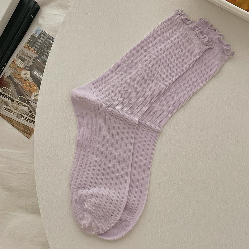 

Женские летние тонкие однотонные свободные носки-гольфы без косточек 1 pair светло-фиолетовый