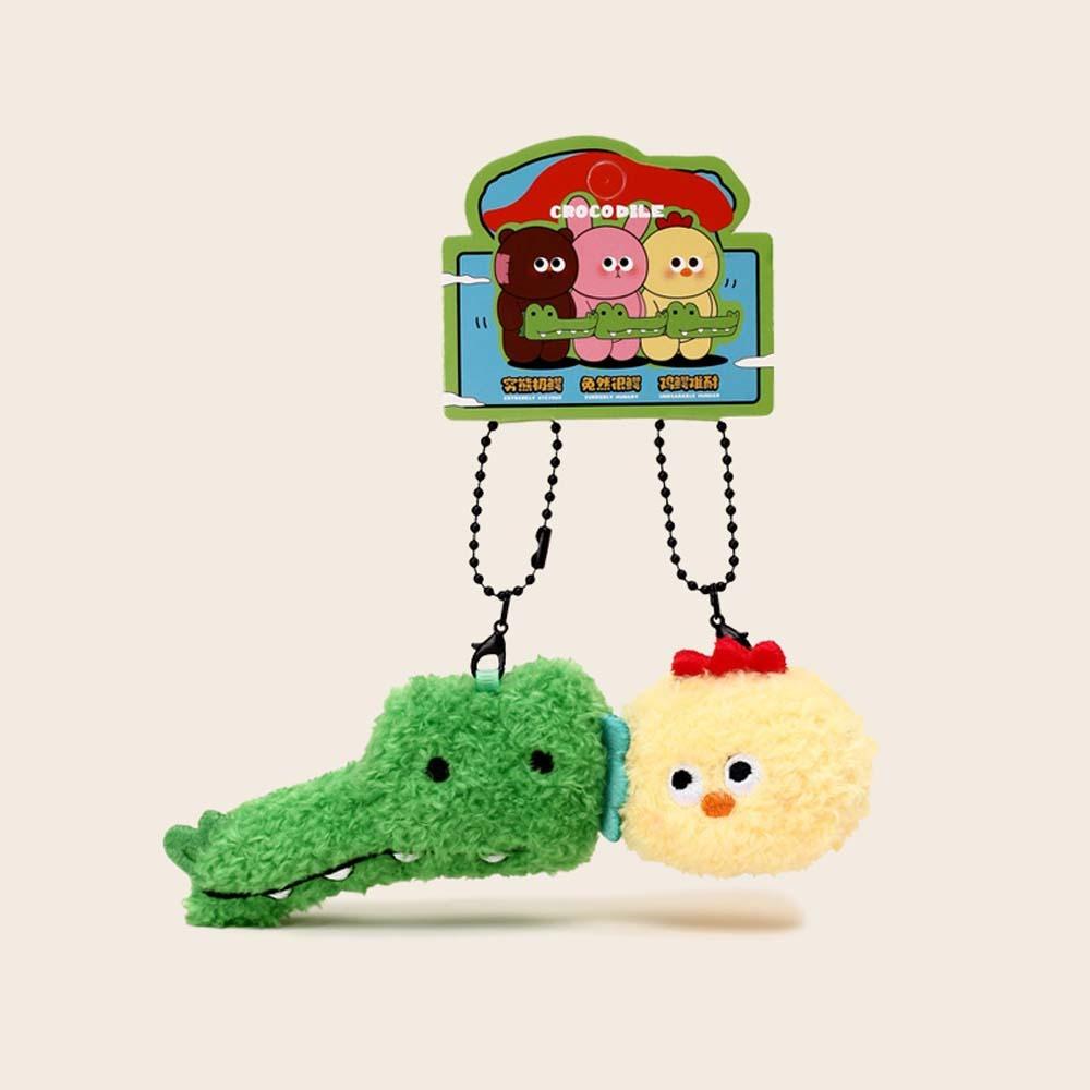2pcs/set Funny Crocodile Key Ring Chick Friends Bag Charm Green Cartoon Couple Pendants Girls