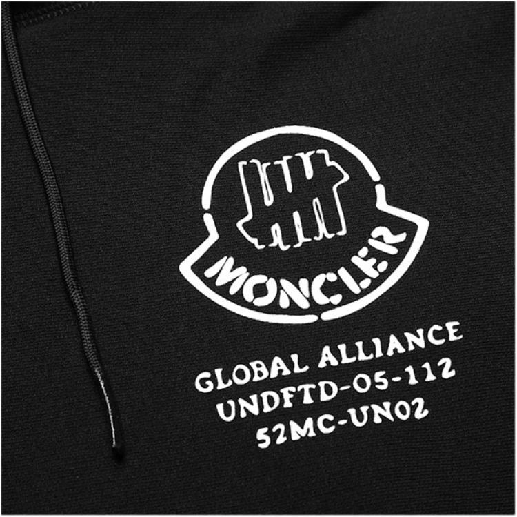 Moncler Logo Pattern Cotton Fleece Lined Hooded Sweatshirt Men's Black F20928G71910V8187999