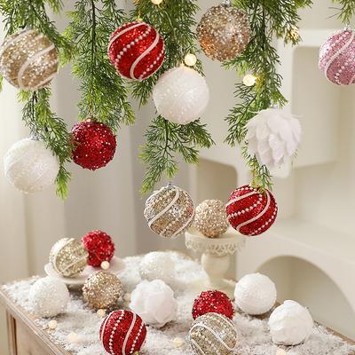 2pcs 8CM Christmas Ball Pearl Foam Ball Christmas Tree Pendant Decoration Colorful Ball Petal Ball Festival Pendant