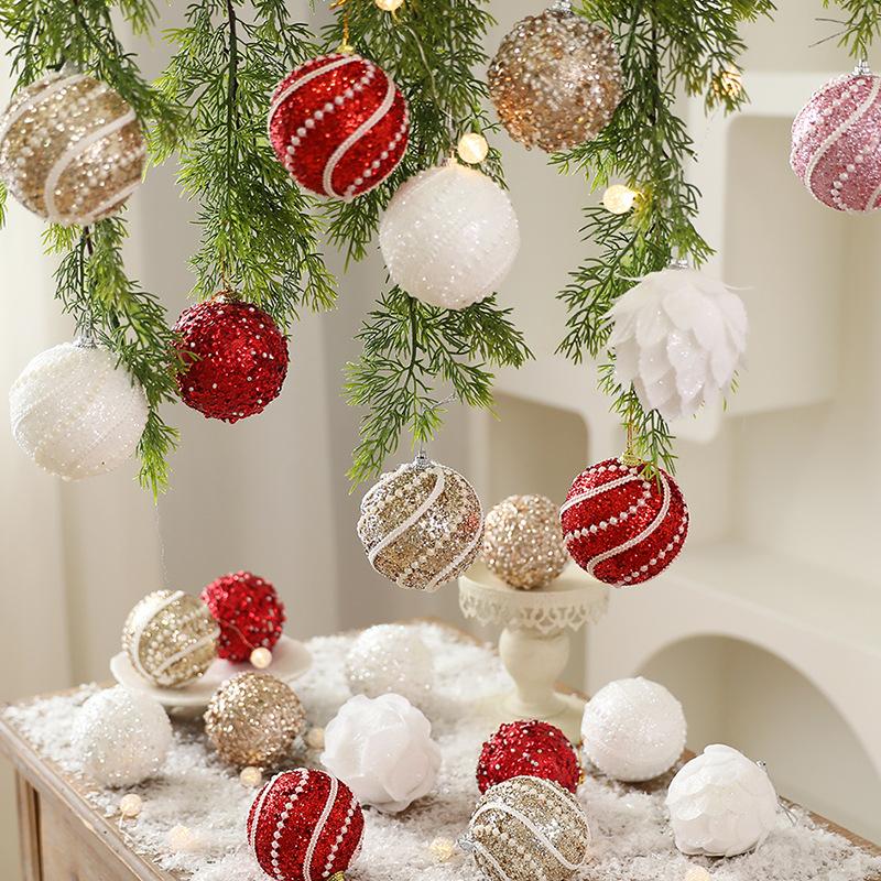 8cm Stoffbezogene Weihnachtskugeln Baumschmuck für Feiertagsdeko Heimparty Geschenk Dekorationen