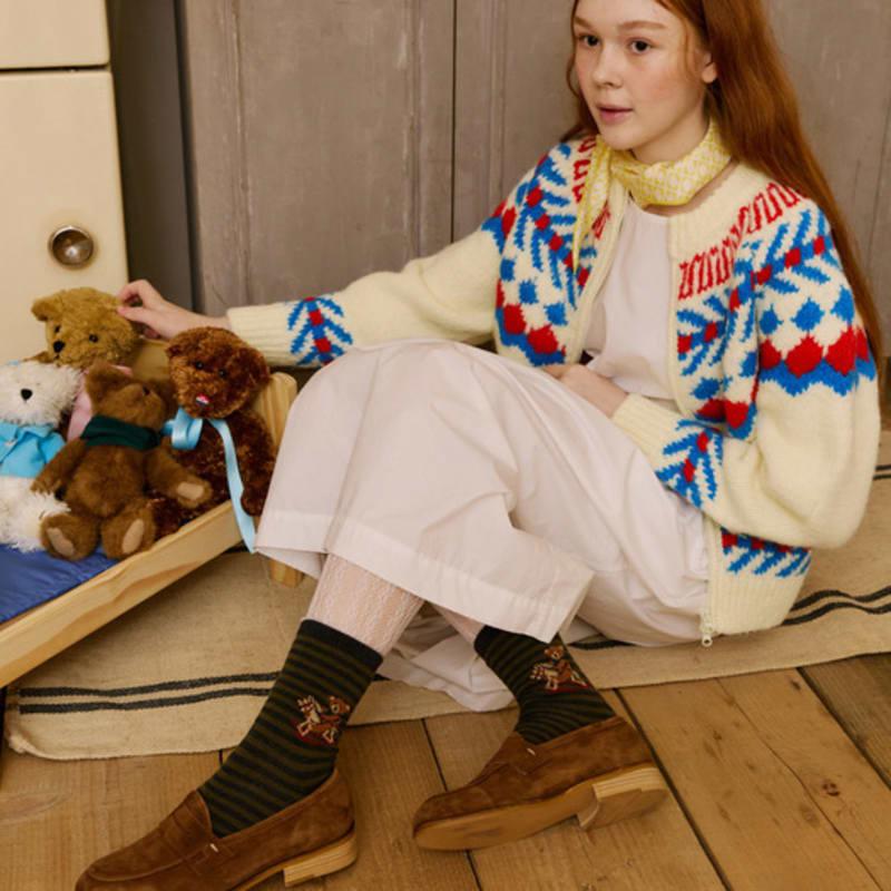 

SOCKS APPEAL stripe wooden horse teddy M