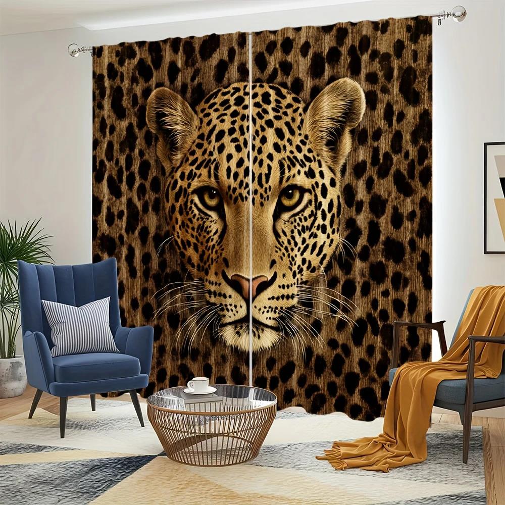Creative Leopard Print Curtains, Pole Bag Bedroom and Living Room, Home Decoration, Room Decoration