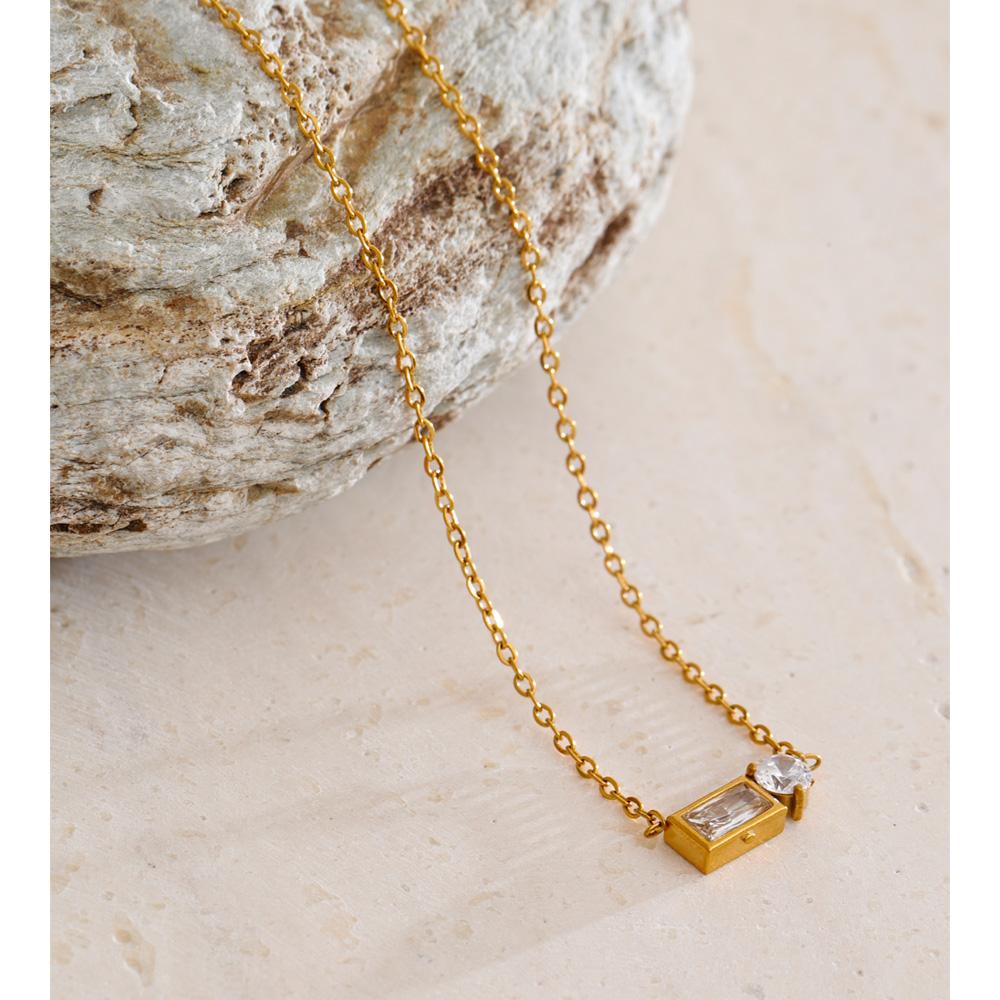 Eetit Bling Cubic Zirconia Rektangel Anheng Halskjede for Kvinner Mote Koreansk Chic Smykker Gave