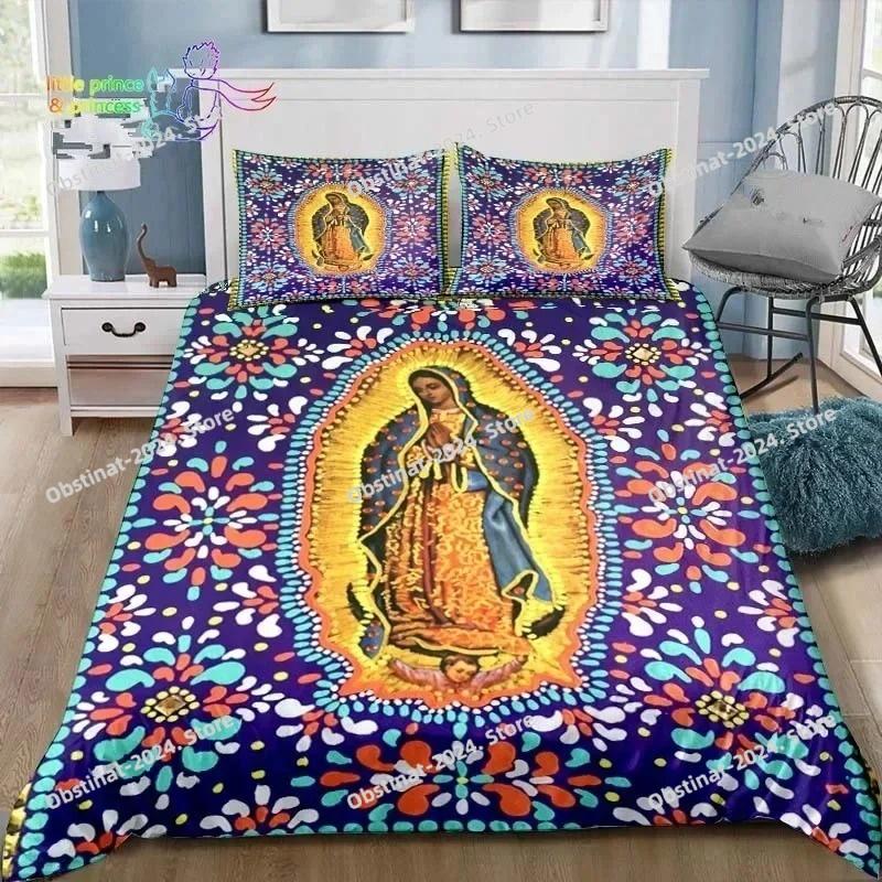 Virgin Mary Godress Blessing Bedding Set Single Twin Full Queen King Size Bed Set Adult Kid Bedroom Print Bedding Gift